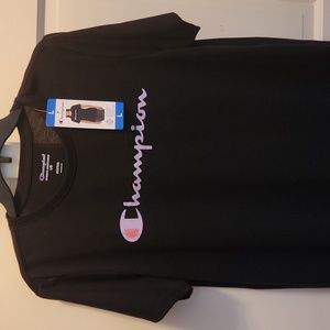 NEW.  LADIES BLACK CHAMPION SHORT-SLEEVE TEE SHIRT.  SIZE LARGE